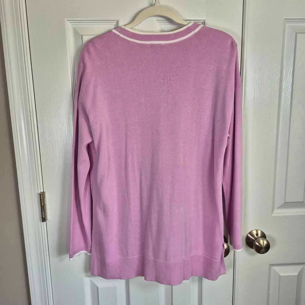 Talbots lavender button down long sleeve cardigan sweater womens large petite - Picture 7 of 8
